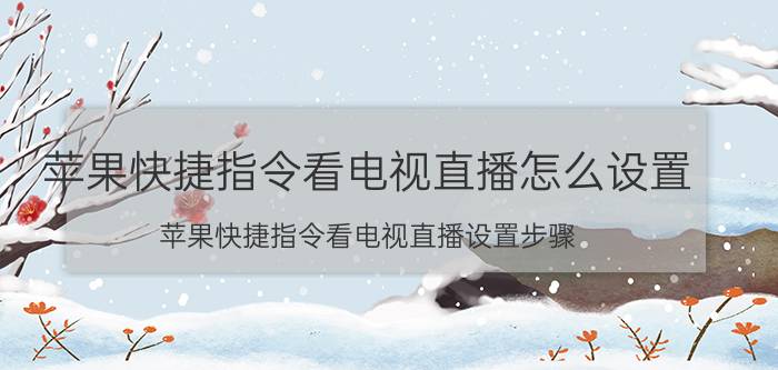 苹果快捷指令看电视直播怎么设置 苹果快捷指令看电视直播设置步骤